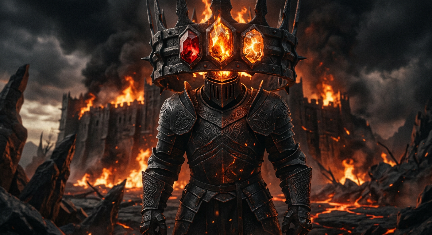 Morgoth con la Corona de Hierro y los tres Silmarils robados